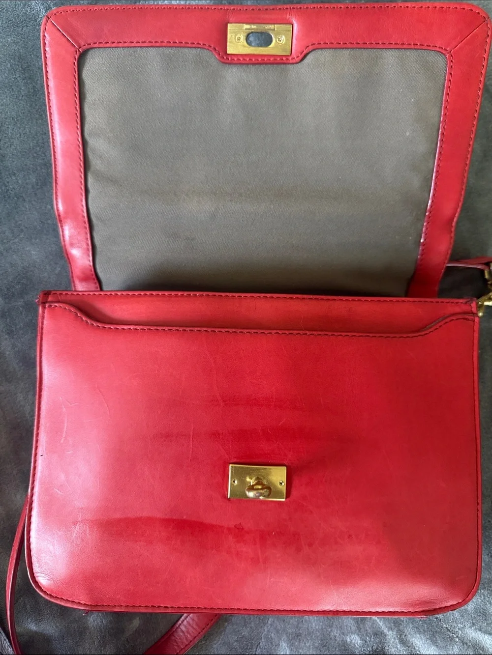 J. Crew Red Leather Top-Handle Satchel with Shoulder Strap Model 2011